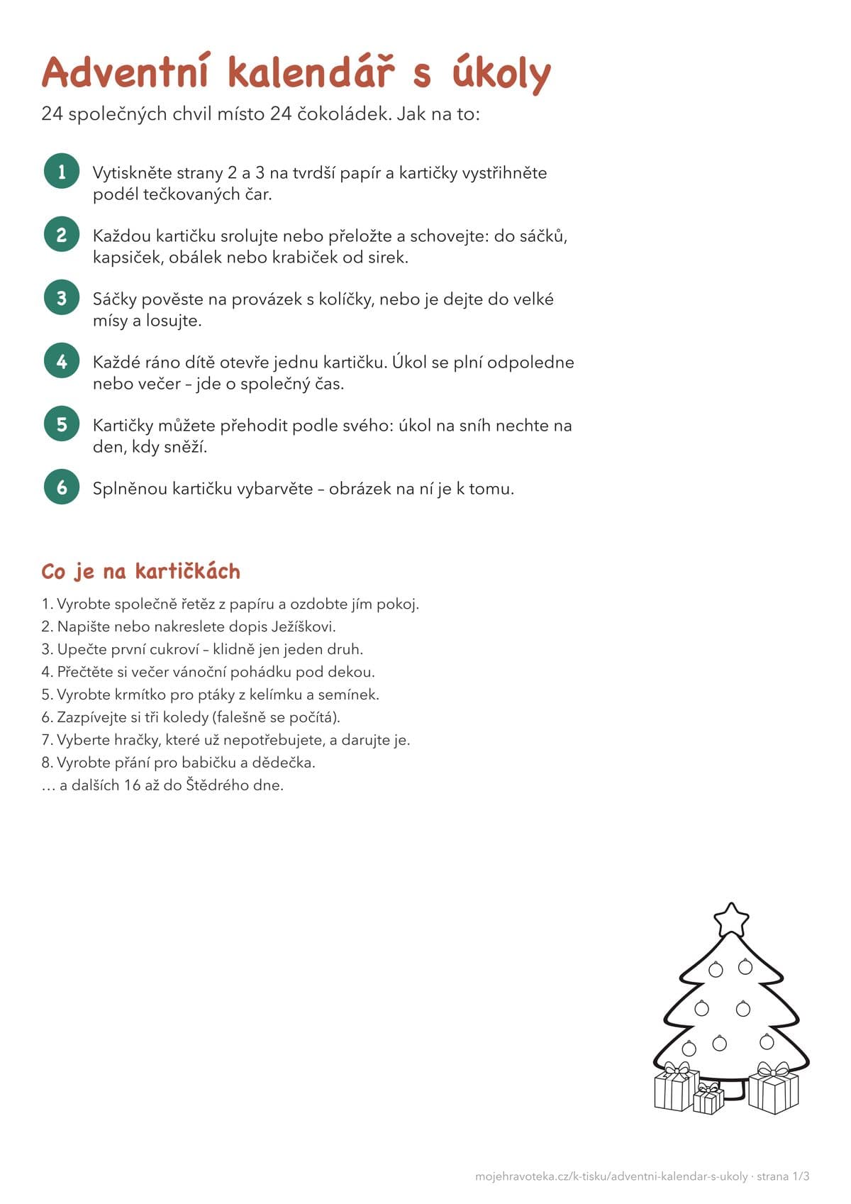 Adventní kalendář s úkoly: návod v šesti krocích a ukázka prvních osmi úkolů