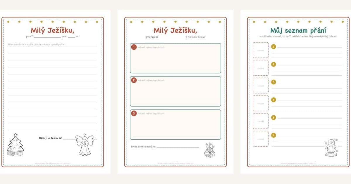 Náhled sady dopis Ježíškovi – 3 strany PDF zdarma